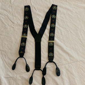 Vintage Pebble Beach Golf Suspenders Embroidered Made In England Leather